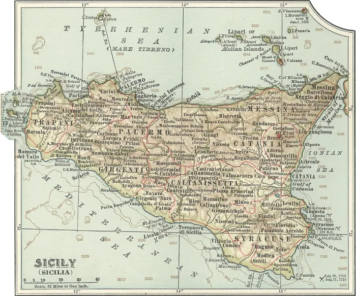 Impression encadrée : Carte de Sicile.