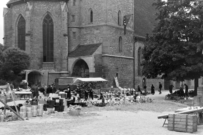 Impression encadrée : Nürnberg. Marché à Nuremberg, Allemagne années 1930