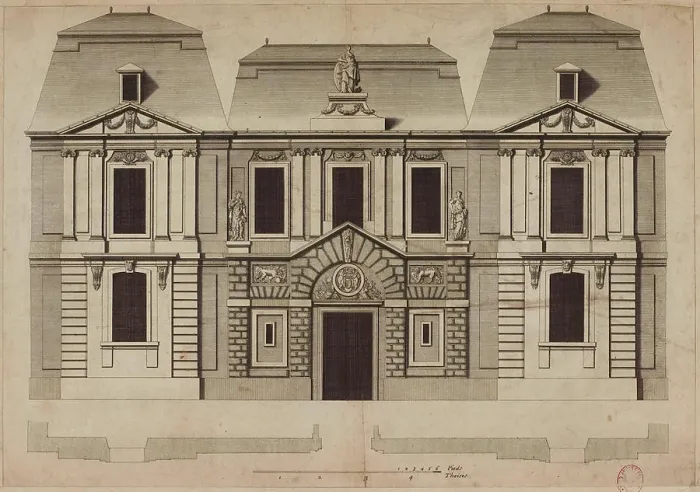Impression encadrée : Plan d'Élevation de la Façade du Carnavalet. Impression encadrée : Plan d'Élevation de la Façade du Carnavalet.