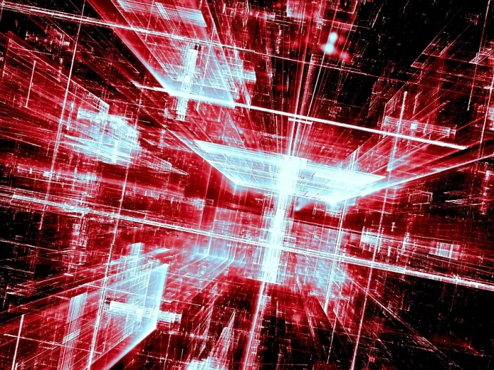 Impression encadrée : Fond d'écran technologique rouge abstrait.