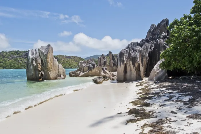 Impression encadrée : Plage de l'Anse Source d'Argent
