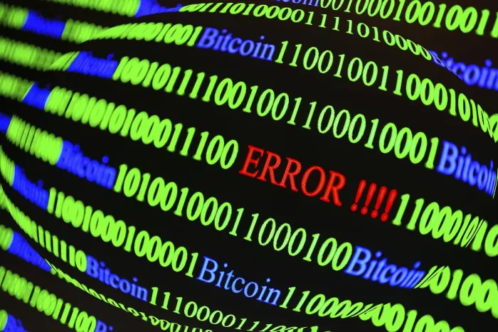 Impression encadrée : Code binaire avec lettrage d'erreur.