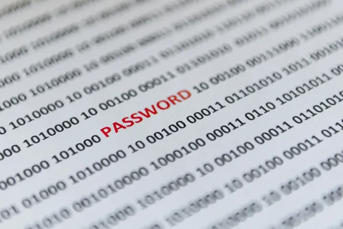 Impression encadrée : Code binaire avec le mot Password.