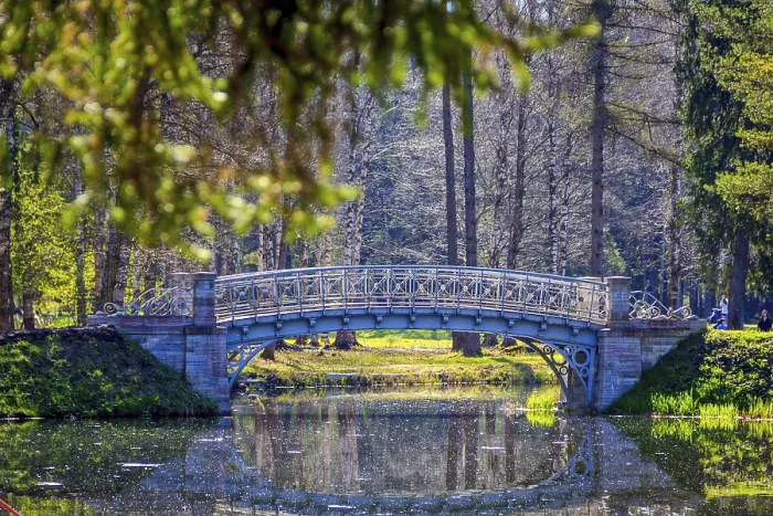 Impression encadrée : Pont en printemps dans le parc.