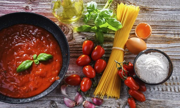 Impression encadrée : Composition avec des spaghettis secs.