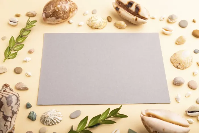 Impression encadrée : Composition avec feuille de papier gris.