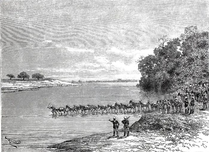 Impression encadrée : Passer la base ou le fleuve de Basing. Impression encadrée : Passer la base ou le fleuve de Basing.