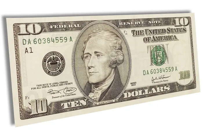 Impression encadrée : Billet de dix dollars, face.