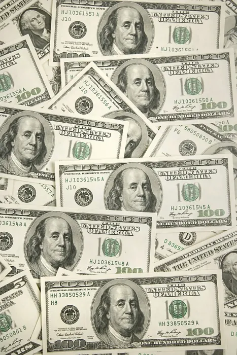 Impression encadrée : Billets de dollars. 100 billets de dollars. Impression encadrée : Billets de dollars. 100 billets de dollars.