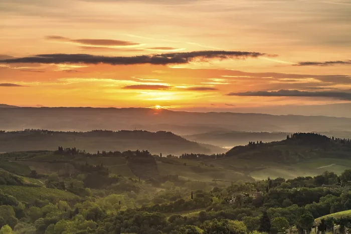 Impression encadrée : Champs en Toscane.