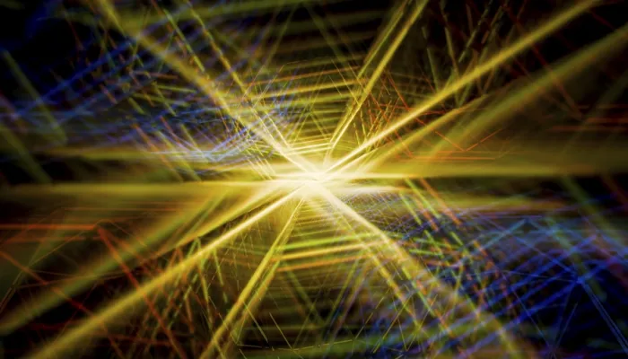 Impression encadrée : Explosion de Lumière Multicolore en Composition Abstraite Dynamique