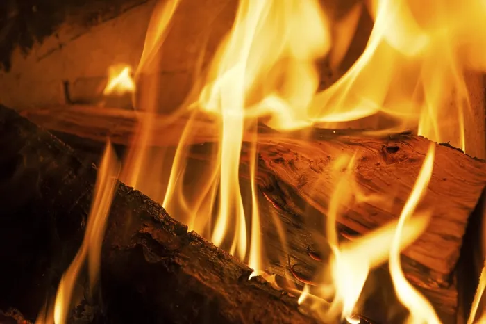 Impression encadrée : Feu de cheminée.