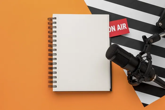 Impression encadrée : Cahier vide microphone
