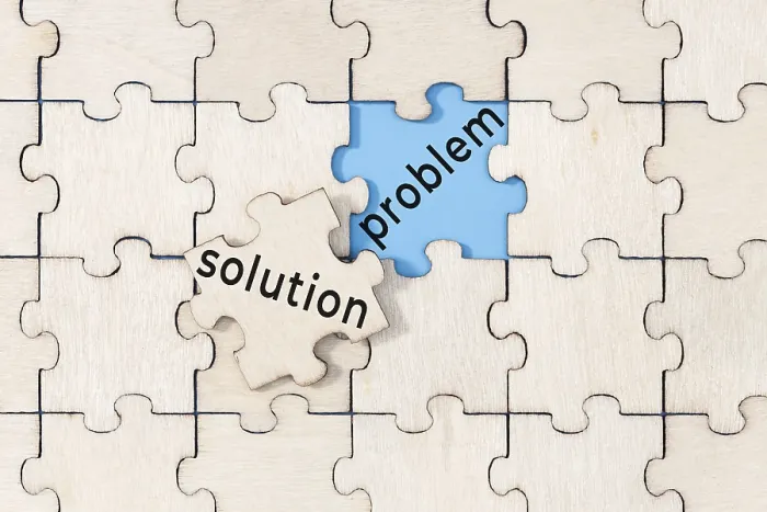 Impression encadrée : Solution au problème conceptuelle. Casse-tête avec texte.