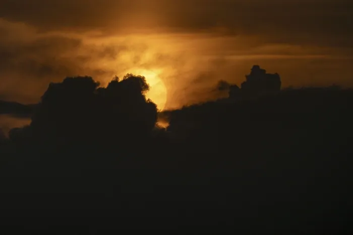 Impression encadrée : Coucher de soleil, nuages.