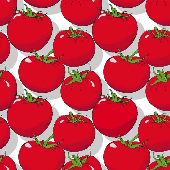 Impression encadrée : Modèle vectoriel répétitif de tomates, éditable