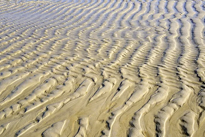 Impression encadrée : Structure d'onde dans le sable à marée basse. Impression encadrée : Structure d'onde dans le sable à marée basse.