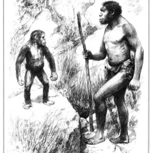 Australopithecus and the Rhodesian Man Print: A 1925 Reconstruction