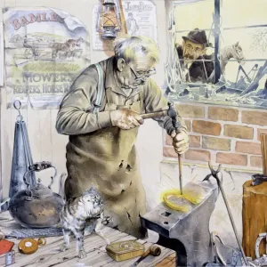 Blacksmith at Work Print: A Scene of Rural Industry