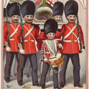 Christmas Pudding Print with Soldiers in Full Dress