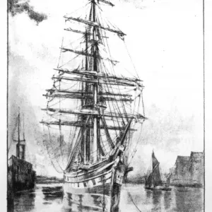 Print of the Cutty Sark in Surrey Docks, 1923