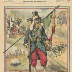 Foreign Legionnaire Print: A soldier carrying the flag of honour