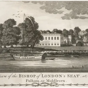 Fulham Palace View Print, Middlesex 18th Century Fulham Palace View Print, Middlesex 18th Century