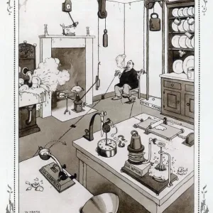 Heath Robinson's Servant-Free Kitchen Print