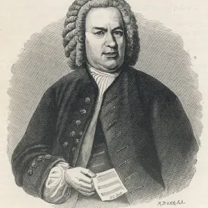 Johann Sebastian Bach Print, a German composer with manuscript