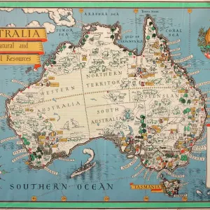 20th Century Map of Australia Print