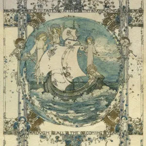 Jessie M King Print: Ship at Sea with Angel Guardians, 1926