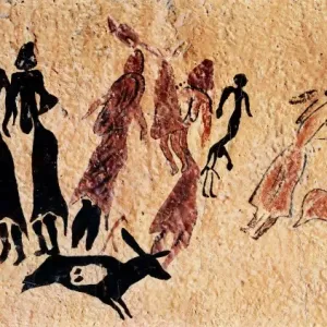 Phallic Dance Print, Mesolithic Cave Art, El Cogul, Spain