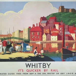 Whitby Harbour Print, 1930s Rail Poster Whitby Harbour Print, 1930s Rail Poster