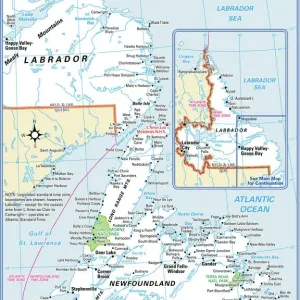 Carte provinciale de Terre-Neuve-et-Labrador.