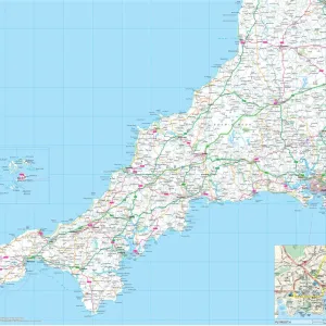 Cornwall County Road Map Print Cornwall County Road Map Print