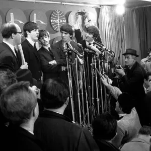 The Beatles at 1964 US Press Conference Print The Beatles at 1964 US Press Conference Print