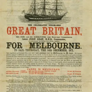 Print of Sailing Poster for SS Great Britain's 1871 Voyage
