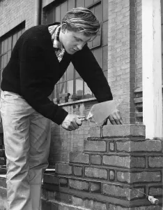 Great Western Railway Apprentices Impressions: Apprentice bricklayer at Swindon's Pre-Apprentice Training School, 1963