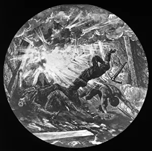 Welsh Mining History Impressions: Artists impression of a colliery explosion