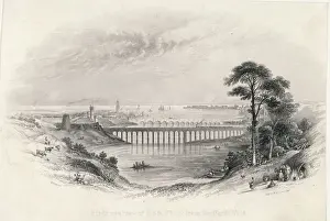 Impressions de Les ponts et le port de Berwick-upon-Tweed en Angleterre sont vus du nord-ouest à l'Écosse : l'Angleterre est au sud de la Tweed Frontières écossaises Impressions: Les ponts de Berwick