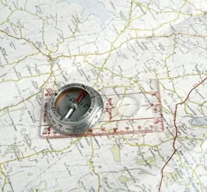 Ordnance Survey Maps Impressions: Compass on a Map