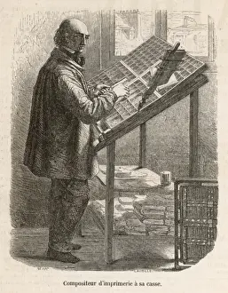 Vintage Printing Equipment Impressions: Compositor at Work