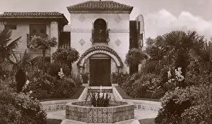 Kensington High Street History Impressions: A corner of the Spanish gardens at Derry and Toms, c. 1940s