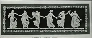 Impressions de Blanc et noir. L'image montre une bas-relief de six dames chacune tenant la main de celle à côté d'elle et qui semble danser apparentement John Flaxman Impressions: Heures de danse