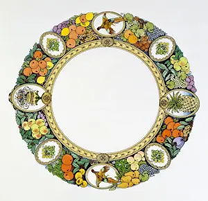 Historical Food Illustrations Impressions: Decorative circular border