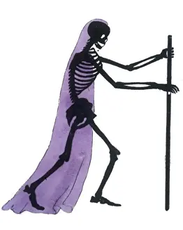 Ghostly Apparitions In Art Impressions: Draped Skeleton