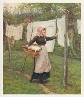 Vintage Laundry Day Impressions: Drying Clothes / Allingham