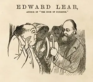 Impressions de Édouard Lear Poète et poète de nonsens, montrant un étranger qui pensait que l'édit d'Eduard était simplement une fausse identité, le dedans du chapeau avec son nom dans la ligne intérieure Edward Lear Impressions: Édouard Lear