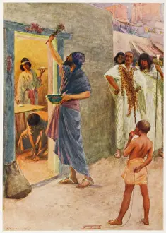 Impressions de Les Juifs sont sauvés lorsqu'une épidémie frappe l'Égypte, un signal que le pharaon devrait leur permettre de quitter son pays ; c'est la première Pâque qui sera célébrée chaque année après coup Images Liées Impressions: La première Pâque