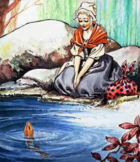 Classic Fairy Tale Artwork Impressions: The fish in the pool